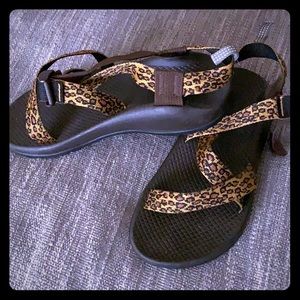 Girls Leopard Print Chaco Sandals